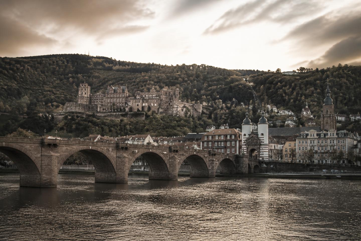 Heidelberg skyline with castle and Old Bridge